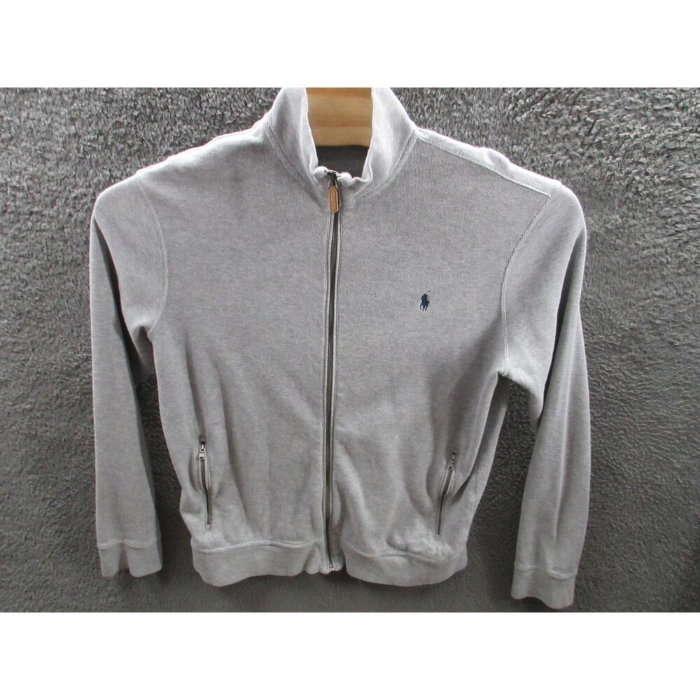 Polo Ralph Lauren Estate Rib Full Zip Sweater Grey Mens Size Large